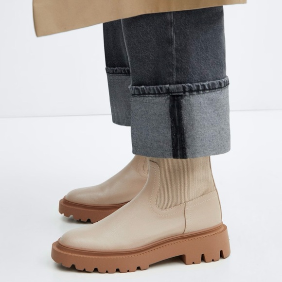 Mango Platform Track-Sole Ankle Boots Ecru Ivory Women’s Size EU 38 US 7.5 - Picture 4 of 12